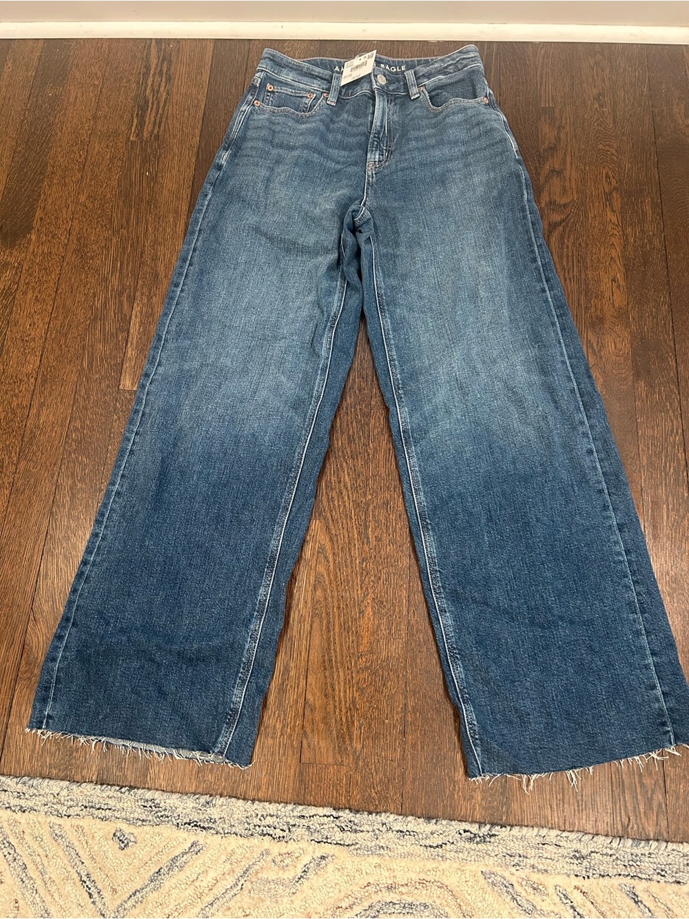 NWT American Eagle Outfitters Wide-Leg Dark Indigo Blue Denim Jeans Sz 2L